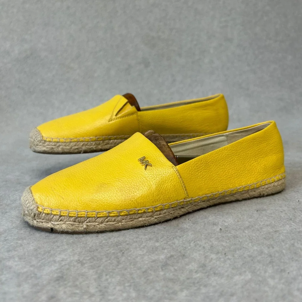 Michael Kors‎ Women's Yellow Leather Espadrille Slip On Loafers Casual Shoes